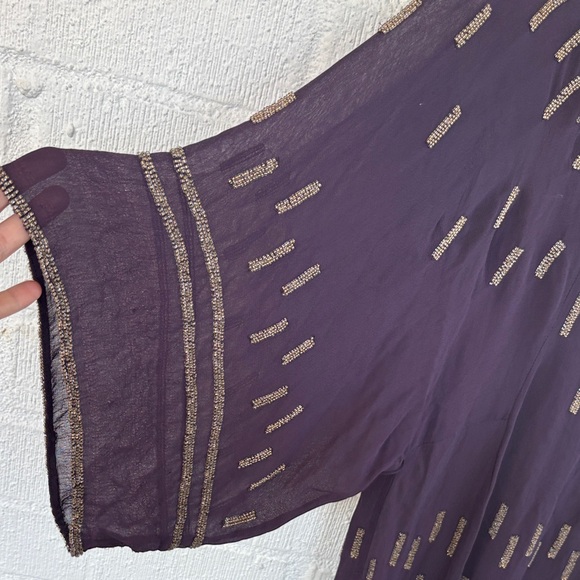 French Connection Beaded Sheer Purple Tunic  Dress sz 8 - Picture 3 of 9